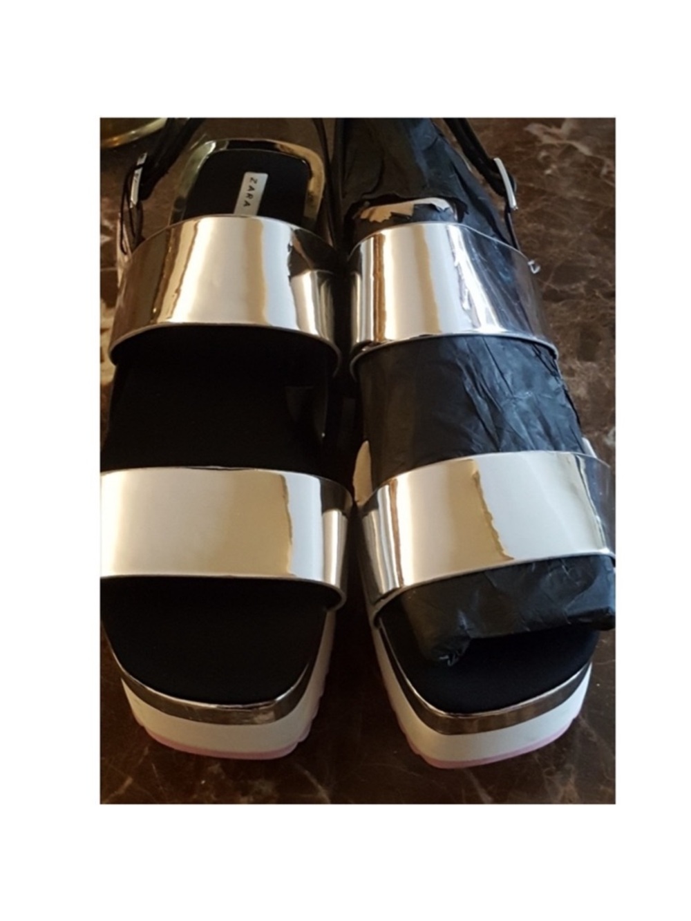 Zara Metallic Platform Sandals - Picture 4 of 7